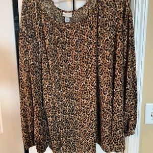 Semi-Off the Shoulder Leopard Blouse